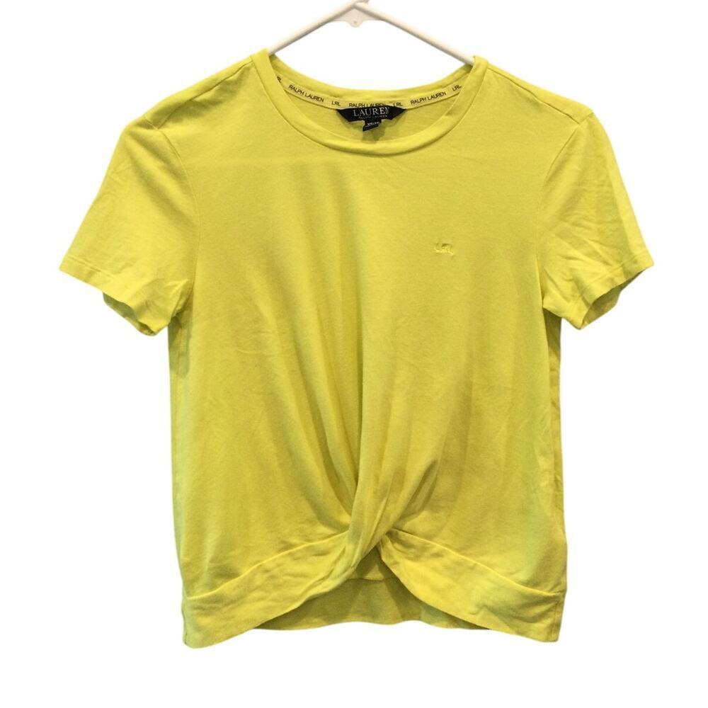 Ralph Lauren Womens Shirt Size XS TP Yellow Cotton Modal Beachy Classic Preppy